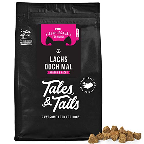 Tales & Tails Trainingsleckerli Fisch I Sorte:Lachs I nur 1 Zutat I 100% Fisch I getreidefrei I zuckerfrei I 70g I hohe Akzeptanz von Tales & Tails PAWESOME FOOD FOR PETS