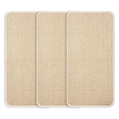 Tallgoo Kratzbretter Katze,Katzenkratzbretter Sisal Kratzteppich 50x25cm, widerstandsfähig Originalfarbe kratzmatte Katze kratzmöbel schutzung und Wände,3 Stück von Tallgoo