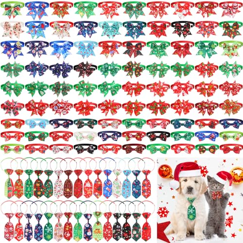 120-teiliges Hunde-Fliegenhalsband-Set mit 60 Fruchtfliegen für Hunde, Hundepflege, 30 Hundekrawatten, 30 große Fliegen, Haustier-Urlaubszubehör für Hund und Katze von Talltalk