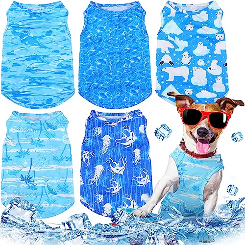 Talltalk 5 Stück Hunde-Kühl-Shirts, atmungsaktiv, sofortige Kühlung, Hundeweste, schnell trocknend, leicht, verdunstend, Sommer, Strand, Hawaii, Jacke, Kragen für Outdoor-Spaziergänge, Jagd, Wandern, von Talltalk