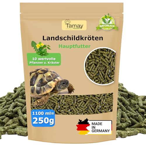 Tamay Schildkrötenfutter (1,1L (250g) Hochwertiges Landschildkröten Futter – Zusammenstellung aus 10 Kräutern und Futterpflanzen I Ideale Nahrung für Herbivore Reptilien I Made in Germany von Tamay