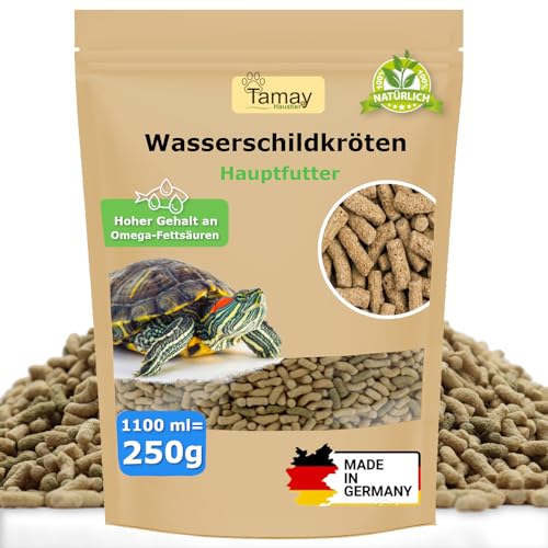 Wasserschildkröten Futter I Hauptfutter für Schildkröten I Ausgewogene Nahrung für Wasserschildkröten I Tierische und pflanzliche Zutaten I Schildkrötenfutter Sticks Made in Germany (250g (1,1L)) von Tamay