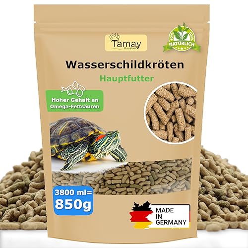 Wasserschildkröten Futter I Hauptfutter für Schildkröten I Ausgewogene Nahrung für Wasserschildkröten I Tierische und pflanzliche Zutaten I Schildkrötenfutter Sticks Made in Germany (850g (3,8L)) von Tamay