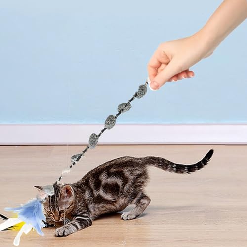 Katze Teaser Zauberstab Spielzeug Blume Katze Stick Feder Glocke Katzenspielzeug Bunte Langeweile Linderung Haustier Spielzeug Interaktive Katze Stick Spielzeug mit Blume Feder von Tanant