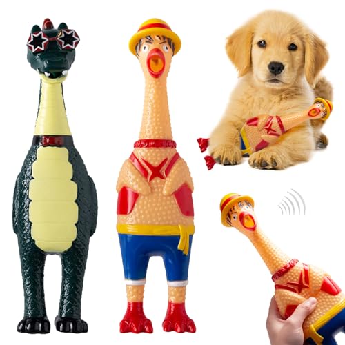 Tandarui Quietschendes Hundespielzeug, Gummi, Huhn, kreatives schreienendes Huhnspielzeug, lustiges Gummi, Streichspielzeug für kleine, mittelgroße Hunde (Dinosaurier) (Dinosaurier) von Tandarui