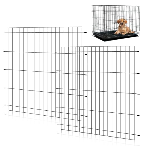 Tandefio 2 Stück Hundekäfig-Trennwand Metall Haustiere Trennwand Boden Gitter Hundebox Trennwand für Haustiere Große Hundekisten, Schwarz (76,2 x 78,9 x 1,5 cm) von Tandefio