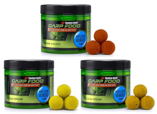 Tandem Baits 3-er Set Carp Food Perfection Mini Hookers Flavour Mix No 1 | Karpfenfutter | Karpfen Angeln | Köder Große-Fische-Angeln | Karpfenzubehör Profis & Hobby-Angler | Angelfutter 18mm 120g von Tandem Baits