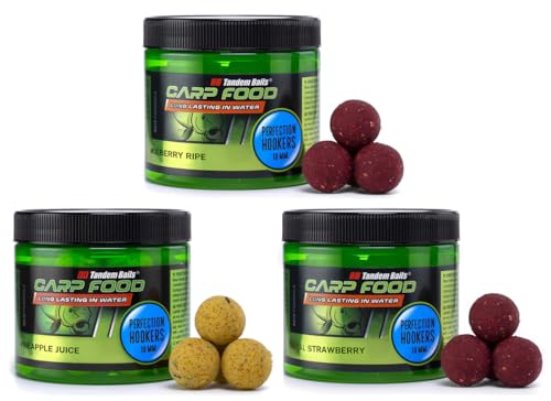 Tandem Baits Karpfen Futter Angelfutter Hakenköder Perfection Hookers 3-er Set 18 mm 120 g Flavour Mix Frucht von Tandem Baits