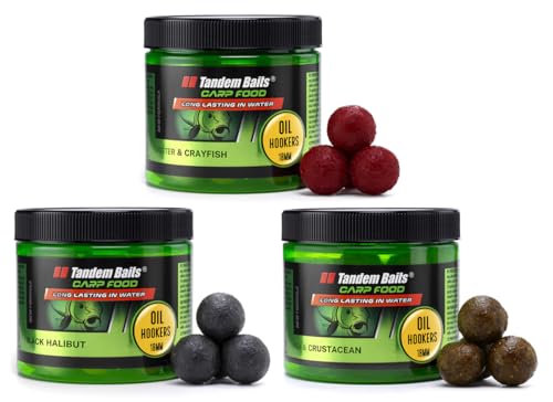 Tandem Baits 3-er Set Carp Food Perfection Oil Hookers Fish Flavour Mix | Karpfenfutter | Karpfen Angeln | Köder Große-Fische-Angeln | Karpfenzubehör Profis & Hobby-Angler | Angelfutter 18mm 120g von Tandem Baits