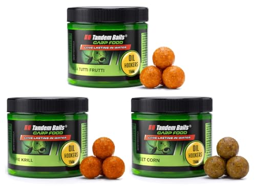 Tandem Baits Karpfen Futter Angelfutter Hakenköder Carp Food Oil Hookers 3-er Set 18 mm 120 g Flavour Mix 2 von Tandem Baits