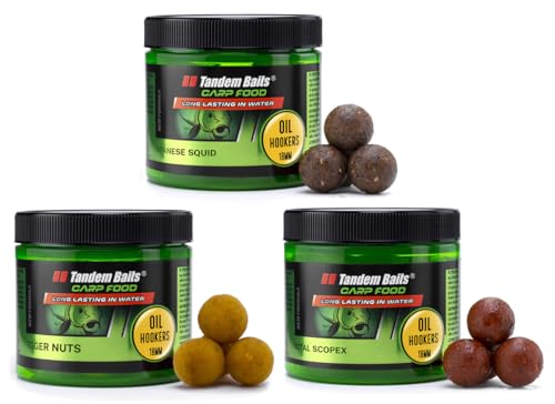 Tandem Baits Karpfen Futter Angelfutter Hakenköder Carp Food Oil Hookers 3-er Set 18 mm 120 g Flavour Mix 3 von Tandem Baits