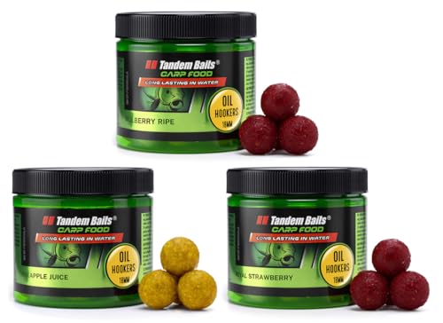 Tandem Baits Karpfen Futter Angelfutter Hakenköder Carp Food Oil Hookers 3-er Set 18 mm 120 g Flavour Mix Frucht von Tandem Baits