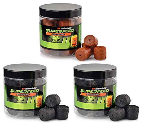 Tandem Baits 3-er Set SuperFeed Hook Fatty Pellet Flavour Mix Karpfen-Pellets | Karpfen Angeln ohne Mühe | Köder Große-Fische-Angeln | Karpfenzubehör für Profis & Hobby-Angler 20 mm 150g von Tandem Baits