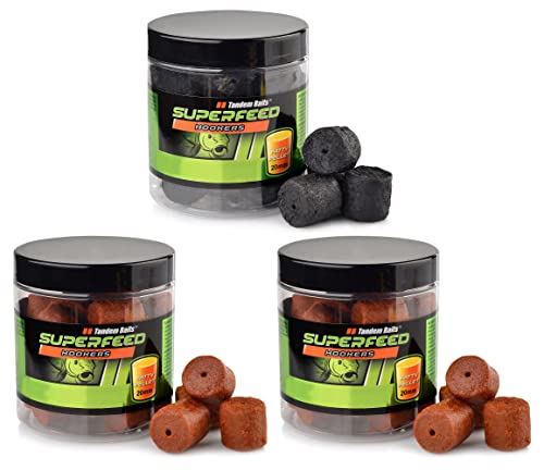 Tandem Baits 3-er Set SuperFeed Hook Fatty Pellet Robin Red Flavour Mix Karpfen-Pellets | Karpfen Angeln ohne Mühe | Köder Große-Fische-Angeln | Karpfenzubehör für Profis & Hobby-Angler 20 mm 150g von Tandem Baits