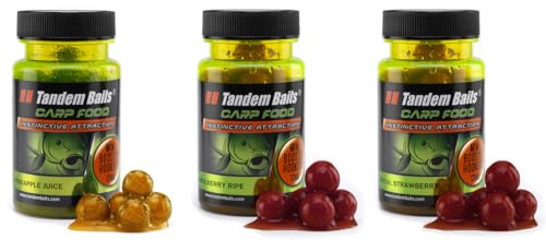 Tandem Baits Karpfen Futter Angelfutter Hakenköder Carp Food Mini Boosted Hookers 3-er Set 12 mm 50 g Flavour Mix Frucht von Tandem Baits