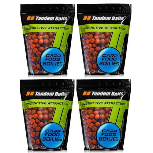 Tandem Baits 4-er Set Carp Food Boilies Total Scopex, Leckere Boilies für Karpfen Angeln ohne Mühe, Köder zum Große-Fische-Angeln, Karpfenzubehör für Profis & Hobby-Angler 18 mm 1 kg von Tandem Baits