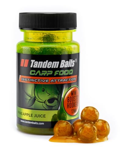 Tandem Baits Carp Food Mini Boosted Hookers Ananassaft | Karpfenfutter | Karpfen Angeln ohne Mühe | Köder zum Große-Fische-Angeln | Karpfenzubehör Profis & Hobby-Angler | Angelfutter 12mm 50g von Tandem Baits