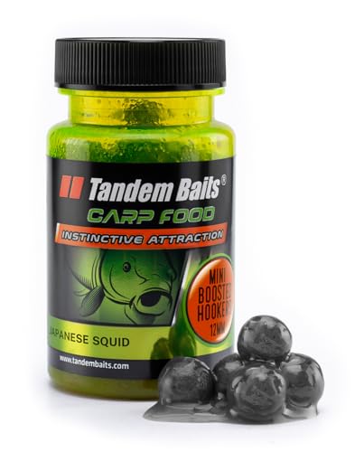 Tandem Baits Carp Food Mini Boosted Hookers Japanischer Tintenfisch | Karpfenfutter | Karpfen Angeln ohne Mühe | Köder Karpfenzubehör Profis & Hobby-Angler | Angelfutter 12mm 50g von Tandem Baits