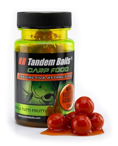 Tandem Baits Carp Food Mini Boosted Hookers Mega Tutti Frutti | Karpfenfutter | Karpfen Angeln ohne Mühe | Köder zum Große-Fische-Angeln | Karpfenzubehör Profis & Hobby-Angler | Angelfutter 12mm 50g von Tandem Baits