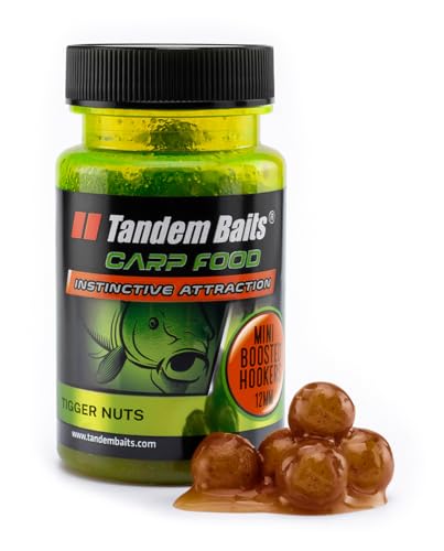 Tandem Baits Carp Food Mini Boosted Hookers Tigernüsse | Karpfenfutter | Karpfen Angeln ohne Mühe | Köder zum Große-Fische-Angeln | Karpfenzubehör Profis & Hobby-Angler | Angelfutter 12mm 50g von Tandem Baits