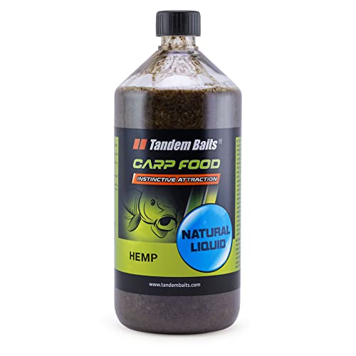 Tandem Baits Carp Food Natural Liquid Hanf Karpfen-Lockstoff Lockmittel Köder Karpfen Angeln ohne Mühe Köder zum Große-Fische-Angeln Karpfenzubehör für Profis&Hobby Angler Angelfutter 1000ML von Tandem Baits