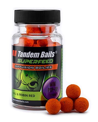 Tandem Baits SuperFeed Diffusion Mini Pop-Up Chili & Robin Red Karpfen-Pop-Ups | Karpfen Angeln ohne Mühe | Köder zum Große-Fische-Angeln | Karpfenzubehör für Profis & Hobby-Angler 12 mm 30g von Tandem Baits