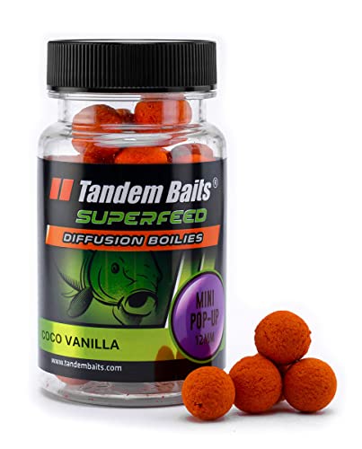 Tandem Baits SuperFeed Diffusion Mini Pop-Up Coco Vanilla Karpfen-Pop-Ups | Karpfen Angeln ohne Mühe | Köder zum Große-Fische-Angeln | Karpfenzubehör für Profis & Hobby-Angler 12 mm 30g von Tandem Baits