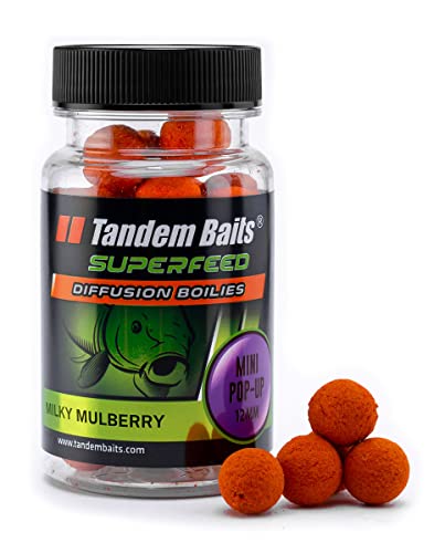 Tandem Baits SuperFeed Diffusion Mini Pop-Up Milky Mulberry Karpfen-Pop-Ups | Karpfen Angeln ohne Mühe | Köder zum Große-Fische-Angeln | Karpfenzubehör für Profis & Hobby-Angler 12 mm 30g von Tandem Baits