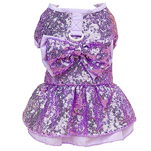 Keyoung Tangpan Sequins Bow-Knot Pet Dance Dress Dog Christmas Party Dress (Purple, XS) von Tangpan