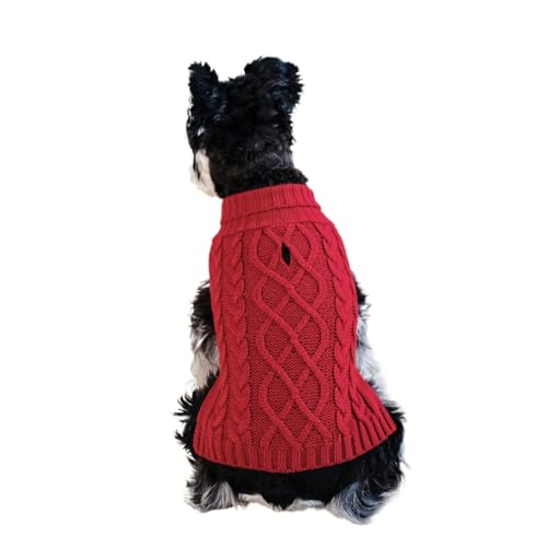 Tangpan Klassischer Rollkragenpullover für Haustiere, Welpen, warme Kleidung (Rot, L) von Tangpan