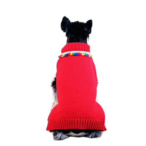 Tangpan Rollkragenpullover mit Regenbogenkragen für Haustiere, Hunde, Weihnachtsparty, Welpenkleidung (Regenbogenkragen, Größe L von Tangpan