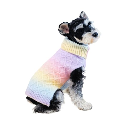 Tangpan Sassy Rollkragenpullover für Hunde, Welpenkleidung, Katzen-Outfit (Regenbogenfarben, Größe L) von Tangpan