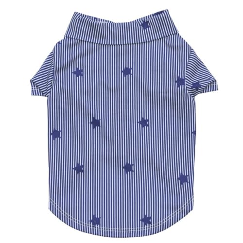 Tangpan Stipes Haustier-Shirt, tropischer Druck, für Welpen, Sommer, Hawaii, Strand, Polo-Shirt, Kleidung (Dunkelblau, M) von Tangpan