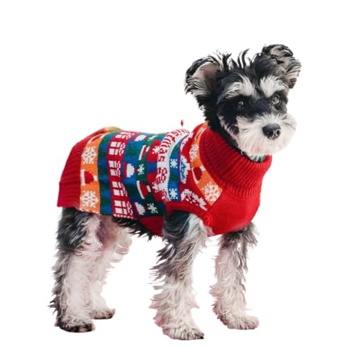 Tangpan Weihnachtspullover für Hunde, Welpen, warm, Weihnachtsmann-Bekleidung (Rot, Größe 2XL) von Tangpan