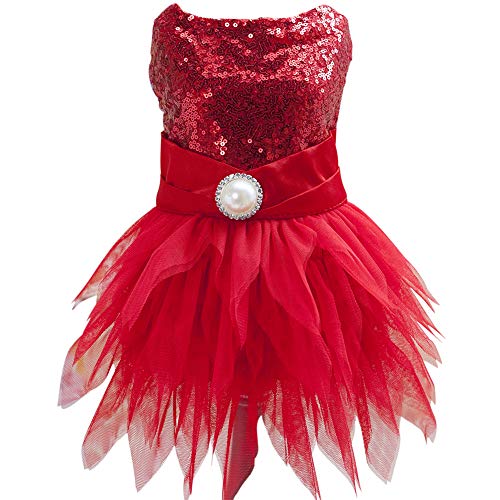 Tangpan l Beam Taille Haustier Kostüm Hund Tanzrock Satin Camp Party Kleid (rot, M) von Tangpan