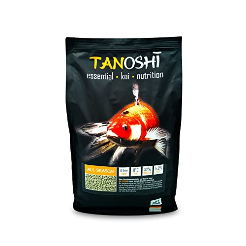 Tanoshi Koifutter - All Season 5 kg 6mm | Schwimmendes ganzjahres Allein-Koifutter für ausgewogene Koi-Ernährung mit Lachsöl… von Tanoshi