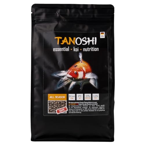 Tanoshi Koifutter - All Season Sink 1,2 kg 4,5 mm | sinkendes Winterfutter für Herbst, Frühjahr und Winter | Koifutter für ausgewogene Koi-Ernährung von Tanoshi