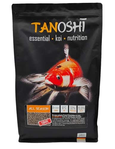 Tanoshi Koifutter - All Season Sink 5 kg 4,5 mm | sinkendes Winterfutter für Herbst, Frühjahr und Winter | Koifutter für ausgewogene Koi-Ernährung von Tanoshi