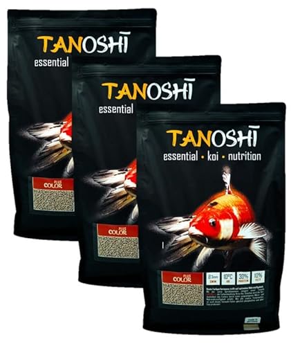 Tanoshi Koifutter - Color Plus 15 kg 3mm | Schwimmendes Allein-Koifutter für Intensive Farbentwicklung mit Spirulina… von Tanoshi