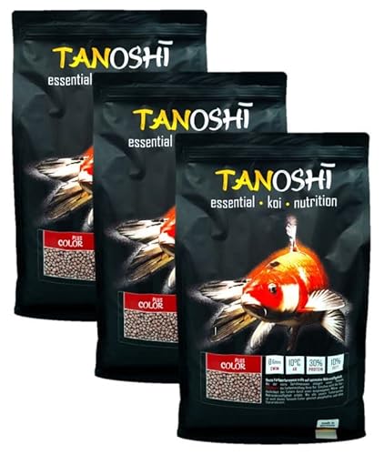 Tanoshi Koifutter - Color Plus 15 kg 6mm | Schwimmendes Allein-Koifutter für Beste Farbentwicklung mit Spirulina… von Tanoshi