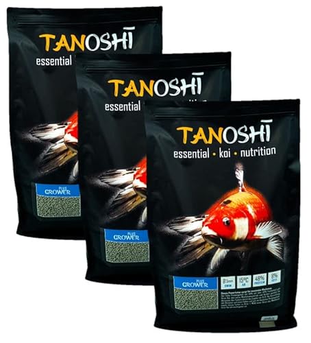 Tanoshi Koifutter - Grower Plus 15 kg 3mm | Schwimmendes Allein-Koifutter für maximales Koi-Wachstum mit Lachsöl und Krill… von Tanoshi