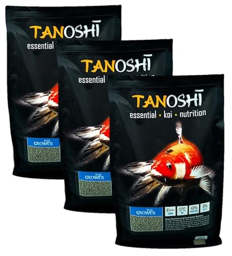Tanoshi Koifutter - Grower Plus 15 kg 3mm | Schwimmendes Allein-Koifutter für maximales Koi-Wachstum mit Lachsöl und Krill… von Tanoshi