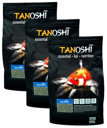 Tanoshi Koifutter - Grower Plus 15 kg 6mm | Schwimmendes Allein-Koifutter für maximales Koi-Wachstum mit Lachsöl und Krill… von Tanoshi