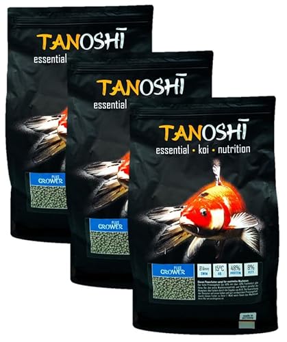 Tanoshi Koifutter - Grower Plus 15 kg 6mm | Schwimmendes Allein-Koifutter für maximales Koi-Wachstum mit Lachsöl und Krill… von Tanoshi