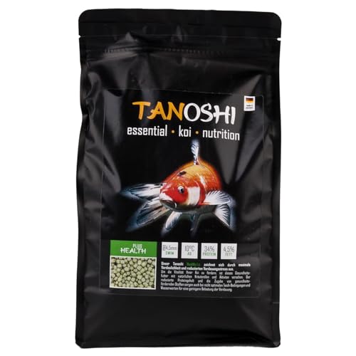 Tanoshi Koifutter - Health Plus 1,2 kg 4,5mm | Schwimmendes Gesundheits-Koifutter für maximale Verdaulichkeit und wenig Verdauungsstress, mit Kräuterölen und Aktivton von Tanoshi