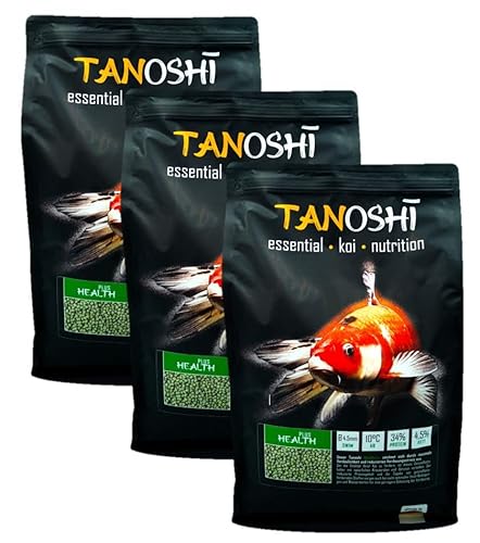 Tanoshi Koifutter - Health Plus 15 kg 4,5mm | Schwimmendes Gesundheits-Koifutter für maximale Verdaulichkeit und wenig Verdauungsstress, mit Kräuterölen und Aktivton… von Tanoshi
