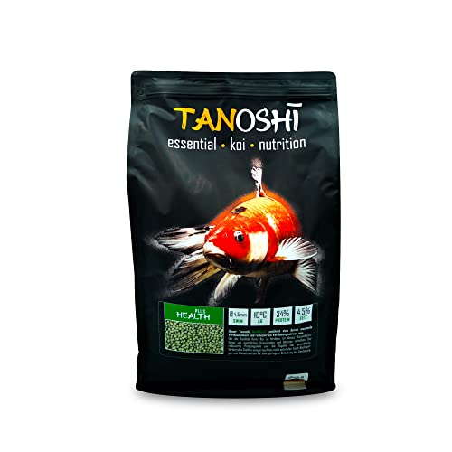 Tanoshi Koifutter - Health Plus 5 kg 4,5mm | Schwimmendes Gesundheits-Koifutter für maximale Verdaulichkeit und wenig Verdauungsstress, mit Kräuterölen und Aktivton von Tanoshi