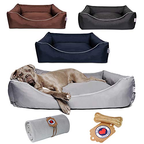 Tante Hilde Hundebett Wangerooge Set inkl. Kuscheldecke, Hundekorb, Hundekissen, Waschbar, Robust, Größenauswahl, Hochwertige Qualität! (XXL 100 x 80 cm z.B. Münsterländer, Retriever, Braun) von Tante Hilde Aus Liebe zum Tier.