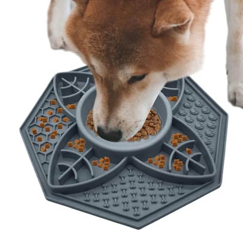 Haustiere Slow Food Pad,Hundefuttermatte - Achteckiges Design Dog Licky Slow Food Pad | Hundekisten-Leckpads, langsamer Futterspender, Leckpad-Kisten-Trainingsspielzeug für mittelgroße und kleine Hund von Tanxemery