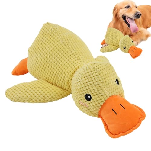 Tanxier Anti Stress Ente,Beruhigende Ente Für Hunde,Kuscheltier Ente Für Hunde,Beruhigendes Enten Hundespielzeug Ente Squeak für Welpen Kreatives Plüsch Hundespielzeug Weiches Kissen von Tanxier